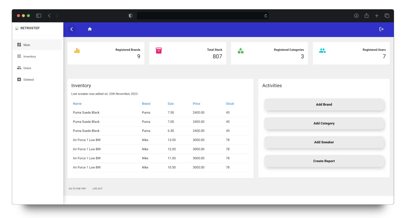 Screenshot of the RetroStep - Never Out of Style project